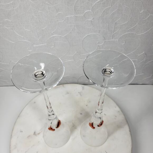 Heart Champagne Flutes 11.5" Red Bohemia Blown Glass Wedding Toast Set of 2 - Picture 14 of 16